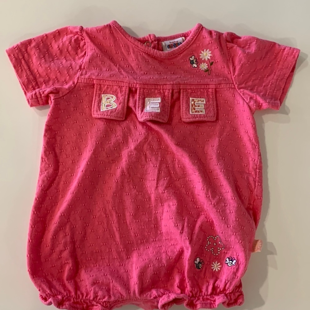 Okie Dokie - baby‎ 6-9 month 1 piece romper, pink bee details